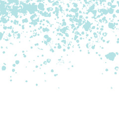 Simple Abstract Layout with Light Blue Watercolor Border on a White Background. Pastel Blue Irregular Border Made of Splatters, Splash and Spots. Bright Geometric Print with Copy Space. No text. 