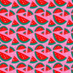Vector.Watermelon seamless pattern .Abstract.background with watercolor.Pattern.Abstract.fruit.Watermelon.Summer.Carved.Taste.Sweetness.Wall decoration set.Minimalism. Abstract art image of fruits .