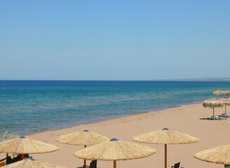 View of the famous Kourouta beach in the western Peloponnese in Greece