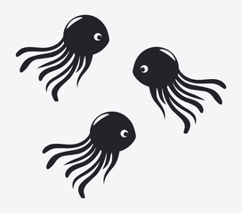 Cute swimming jelly fishes Wall Sticker, Metal art decor, Wall decals and simple minimalist wall artwork