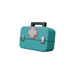 Medical kit icon with cross icon symbols on transparent background. Emergency, pharmacy, Healthcare, medicine first aid kit. Bag for ambulance doctors, first aid kit. Support and help. 3d rendering