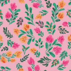 watercolor. Elegant template for fashion prints.  Seamless floral pattern with bright colorful flowers and leaves. Modern floral background. Fashionable folk style. Ethnic style. Boho.