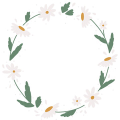 Daisy flowers white colored circle frame illustration