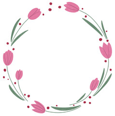 Tulips Circle Frame Illustration