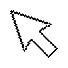 Arrow pixel icon, web cursor click mouse symbol, computer pointer vector illustration