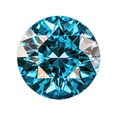 Blue Zircon gem isolated on transparent background. Generative AI
