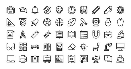 Education Icons Outline Style for Any Purpose