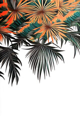 Fototapeta premium Decorative earth tone colored branches and leaves in illustrative style