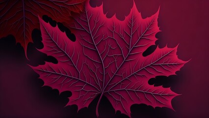 Maple Leaf Abstract Background With In Red Magenta Color Generative AI