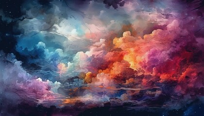 Fototapeta na wymiar Colorgul galaxy, cloud, Generative Ai