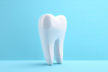 Tooth 3d rendering illustration isolated on blue background