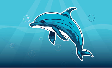 Dolphin swimming cartoon vector icon animal nature 