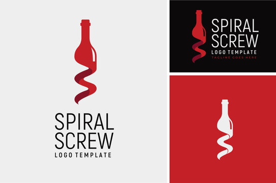 Wine Bottle with Initial S Spiral Screw for Winery Cafe Bar Dining Restaurant logo design