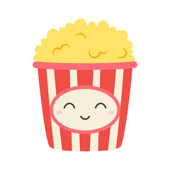 cartoon vector illustration of funny popcorn character