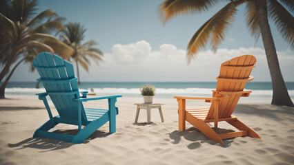 Obraz na płótnie Canvas lounge chairs on the beach
