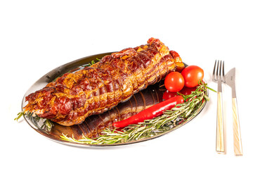 Pork chicken smoked meat breast or turkey serving food background copy space for text organic eating healthy