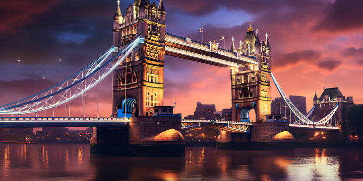 London's Iconic Tower Bridge: A Mesmerizing Evening View Famous tower bridge in the evening, london, england  