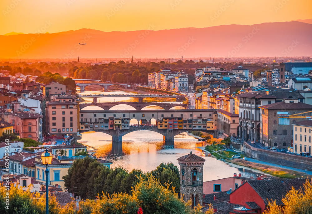 Wall mural sunset in the city of florence