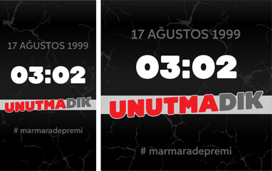 17 Ağustos 1999, Great Marmara earthquake, 17 August, Marmara Depremi. Design for social media post, website banner, poster (Marmara, İzmit, Gölcük Deperemi)