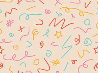 Seamless pattern fun colorful scribble