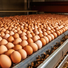 Fresh Eggs on a poultry factory