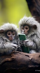 Adorable Monkeys Playing with a Cell Phone