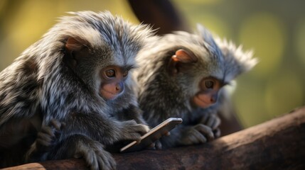 Adorable Monkeys Playing with a Cell Phone