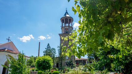 The beautiful bell tower of  the Lyaskova Monastery St. St. Peter and Paul, region Veliko Tarnovo, Bulgaria.   