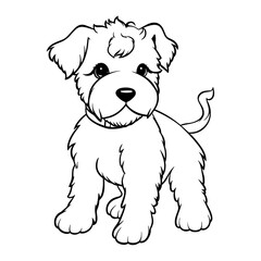 Dog Character Vector, Coloring Book Page with Dog, Coloring page outline of a cute puppy, coloring page with Animal character, activity book