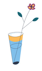 Blooming flower in vase with water, decorative plant