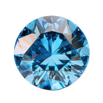 Blue Topaz gem isolated on transparent background. Generative AI