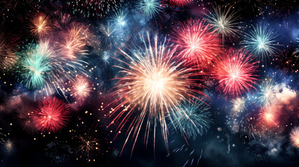 She stares in awe at the dazzling fireworks, glittering across the night sky.