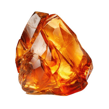 Amber gem isolated on transparent background. Generative AI