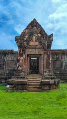 View on the old sanctuary of Wat Phou/vat Phou Hindu /vat Phoutemple complex is the UNESCO world heritage site in Champasak, Southern Laos.