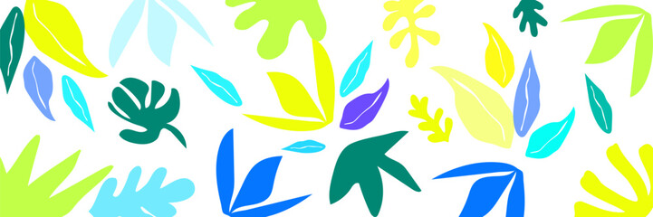 Abstract botanical shapes seamless pattern. Tropical leave and flower