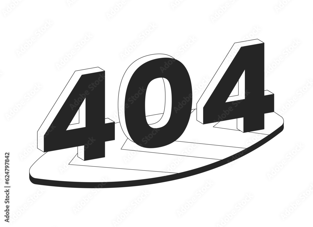 Poster retro surfboard black white error 404 flash message. old-fashioned summer recreation. monochrome emp
