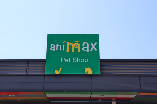 animax petshop logo isolated on blue sky
