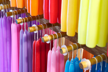 Assorted multicolour wax candles