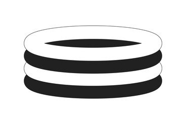 Inflatable swimming pool monochrome flat vector object. Backyard kiddie pool. Summertime. Editable black and white thin line icon. Simple cartoon clip art spot illustration for web graphic design