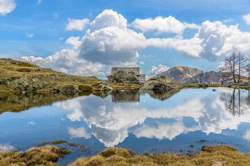 The Lacs Jumeaux, a lake situated at an altitude of 2200 metres in the Fontanalba valley in France.
