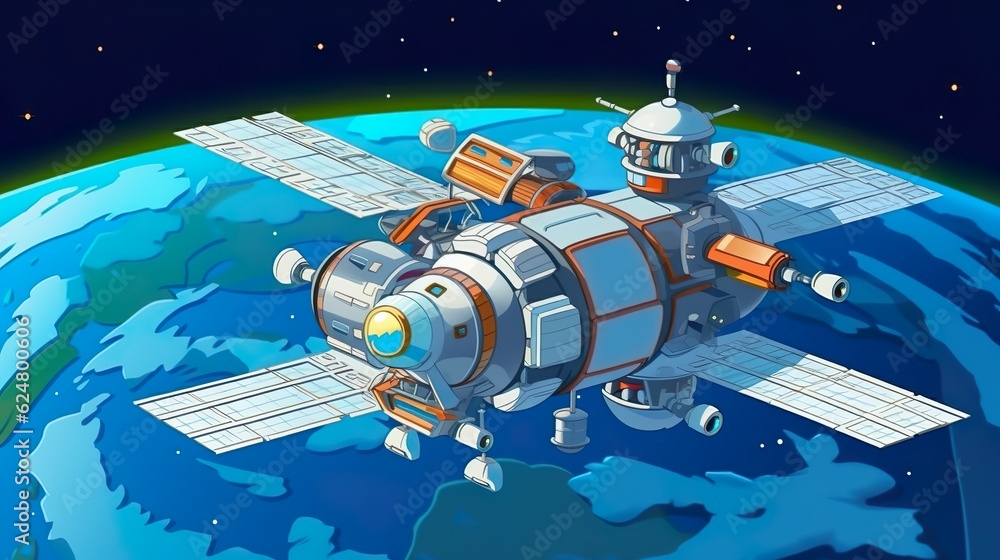 Aufkleber abstract background space station. a futuristic space station is showcased in an intriguing illustra
