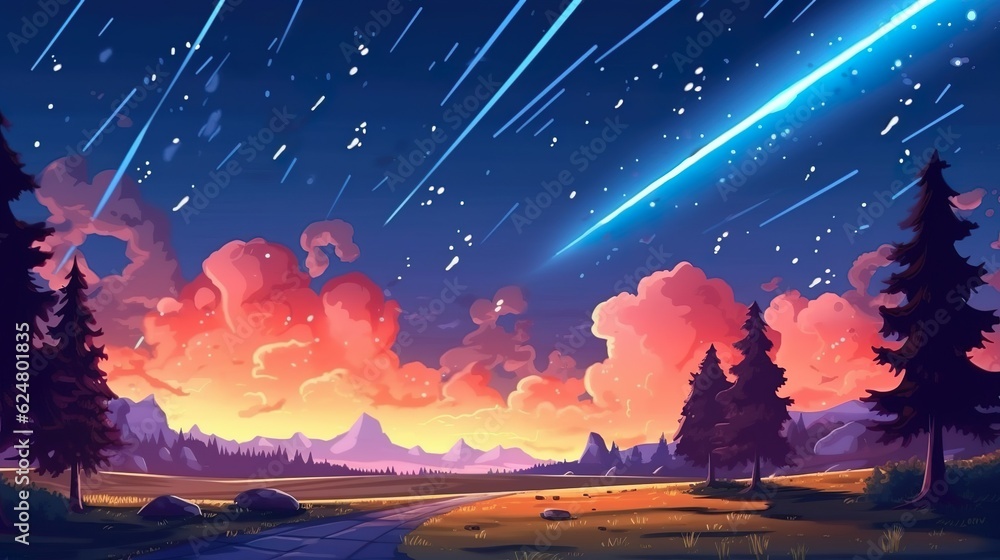 Poster abstract background starfall. enchanting starfall illustration brings a celestial touch to this abst