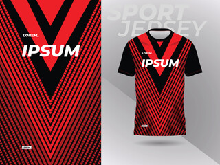 red black shirt sport jersey mockup template design for soccer, football, racing, gaming, motocross, cycling, and running 