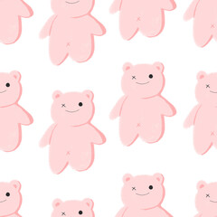 seamless pattern of pink furry monster isolated on white background