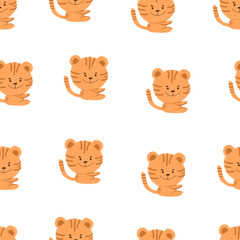 seamless pattern tiger isolated on white background