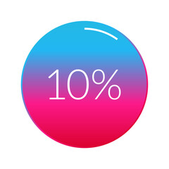 10 percent circle chart, isolated symbol. Vector gradient element. Percentage Infographic sign. Illustration, icon for business, finance, progress, report, web design, download