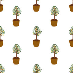 seamless pattern of lemon tree isolated on white background