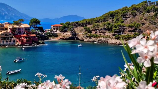 One of the most beautiful traditional greek villages - scenic Assos in Kefalonia (Cephalonia) Ionian islands , popular tourist destination in Greece