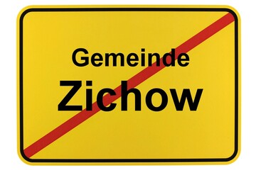Illustration eines Ortsschildes der Gemeinde Zichow in Brandenburg