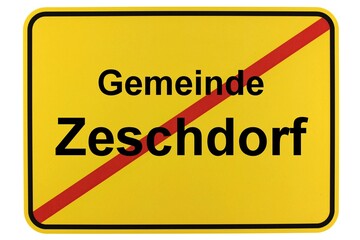 Illustration eines Ortsschildes der Gemeinde Zeschdorf in Brandenburg